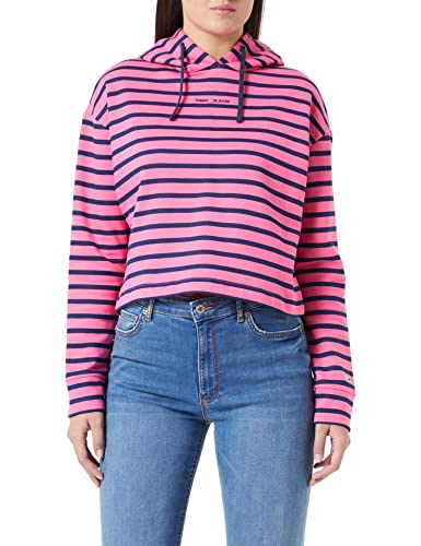 Tommy Jeans Damska bluza z kapturem, Różowy alert/wiele, S