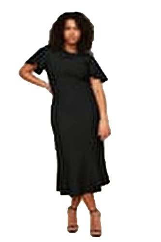 Trendyol Damskie Suknie ślubne Kobiety Plus Size Normalna Syrenka załogi Tkana Sukienka duże rozmiary (1 szt.), czarny, 50