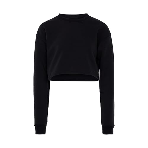 Ucy Damska bluza z długim rękawem ze 100% poliestru, z okrągłym dekoltem, czarna, rozmiar XL, czarny, XL