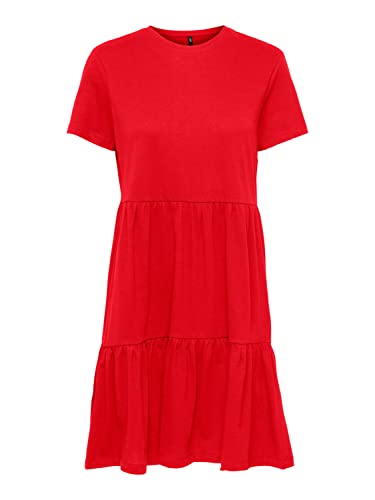 ONLY ONLMAY S/S O-Neck Peplum Dress Box JRS, sukienka High Risk Red, M, czerwony (high risk red), M