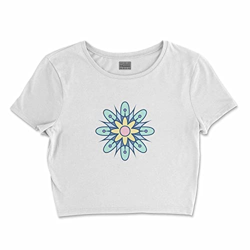 Bona Basics, Damski T-shirt basic, z nadrukiem cyfrowym, 100 bawełny, biały, swobodny, damski top, rozmiar: L, biały, L Krótki