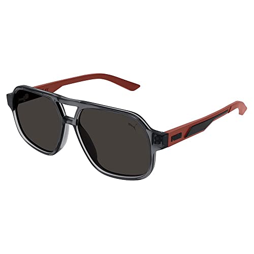 Puma PJ0059S Okulary przeciwsłoneczne Grey-Red-Smoke 53 Unisex Dziecięce, Szare/Czerwone/Dym, Szary/czerwony/dym