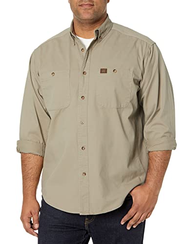 Wrangler Riggs Workwear Męska koszula robocza z długim rękawem Logger Twill, Khaki, XL