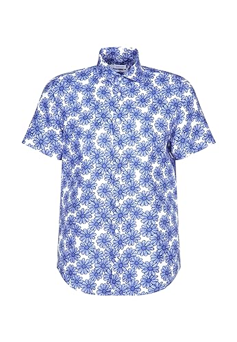 Seidensticker Męska koszula Slim Fit z krótkim rękawem, niebieska, rozmiar 38, niebieski, 38