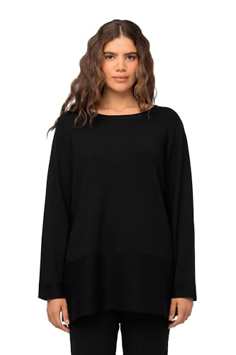 Ulla Popken Damski sweter z rozcięciami, czarny, 50/52