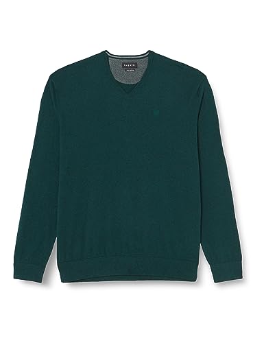 bugatti sweter męski z dekoltem w ser, butelkowa zieleń-570, M