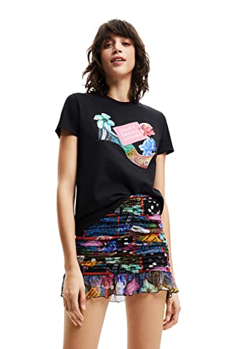 Desigual Damska koszulka z krótkim rękawem, czarny, XL