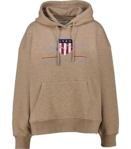 GANT Damska bluza z kapturem Rel Archive Shield, Desert Brown, XXL