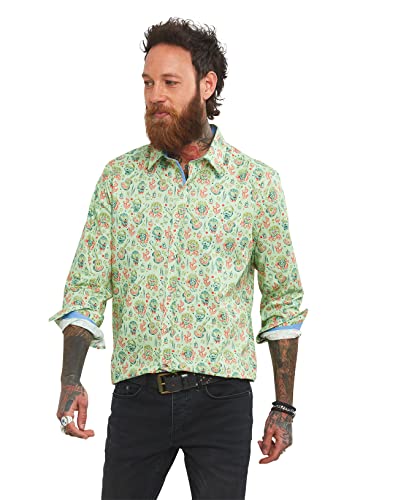 Joe Browns Męska koszula z nadrukiem muzycznym, ZIELONY, S