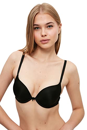 Trendyol Bielizna damska wzmocniony/push-up tkany biustonosz, Czarny, 85B