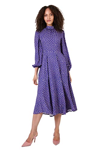Closet London Damska sukienka midi z wysokim dekoltem w stylu casual (58 sztuk), Fioletowy, 36