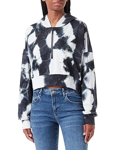libbi Damska bluza z kapturem 23930100, czarno-niebieska biała, L, czarny, niebieski, biały, L