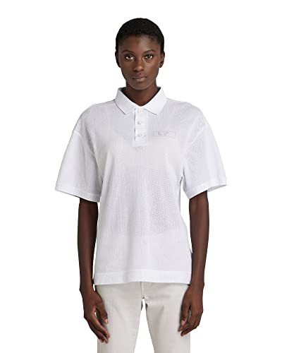 G-STAR RAW Damska koszulka z siateczką, luźna koszulka polo, Biały (White C810-110), M