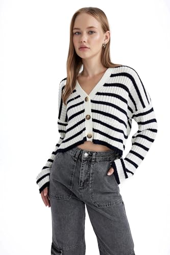 DeFacto Damski kardigan Tricot, écru, S