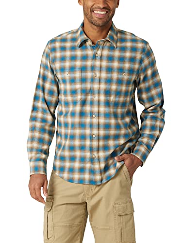 Wrangler Authentics Męska koszula flanelowa Cloud z kołnierzem button-down, Celestial, rozmiar 3 X
