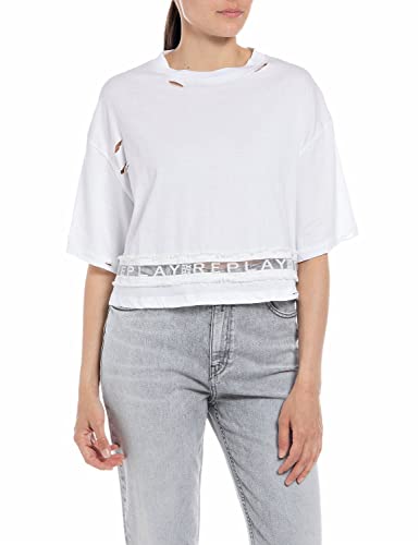 Replay T-shirt damski, 001 White, S