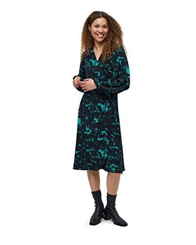 Minus Damska sukienka owijana Selena 1, oceaniczny zielony wirujący nadruk, 12