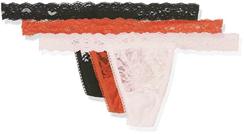 Sylvie Flirty Lingerie damskie stringi Abby, 3-pak, czarny/różowy/flamingi, jeden rozmiar