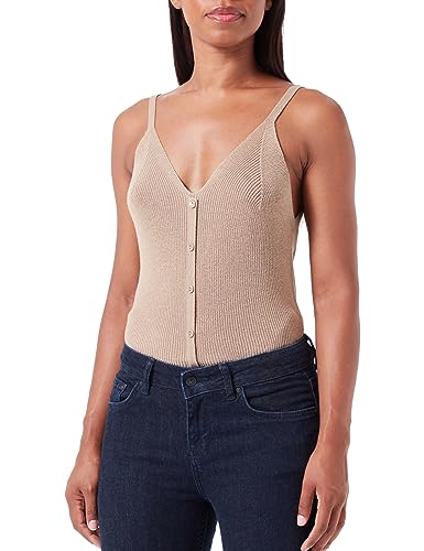 VERO MODA Women's VMNEWLEXSUN Strap Button GA Top, Silver Mink, XS, silver mink, XS