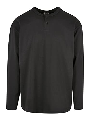 Urban Classics Męska koszulka z długim rękawem Organic Oversized Henley z długim rękawem, czarna, XL, czarny, XL