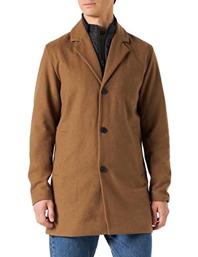 JACK & JONES Płaszcz męski, mieszanka wełny, khaki, XL