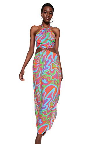 Trendyol Sukienka damska o regularnym kroju tkana sukienka, bardzo kolorowa, 40, Bardzo kolorowy, 66