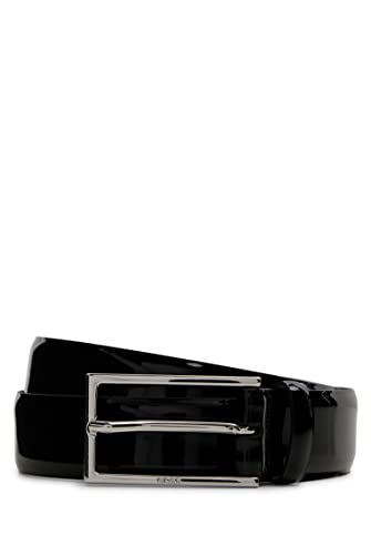 BOSS Męski pasek Carmello-PA Sz30 z włoskiej skóry lakierowanej ze sprzączką, czarny (Black1), 90