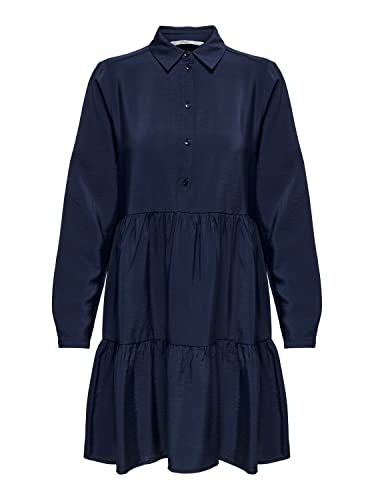 ONLY Damska sukienka Onlsandy Life L/S Shirt Dress Noos Ptm, niebieski (Evening Blue), XXS