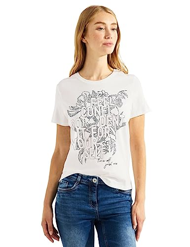 Cecil Damska koszulka z krótkim rękawem z nadrukiem, Vanilla White, XL