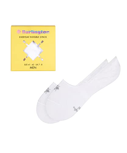 Burlington Mężczyźni Stopki Everyday 2-Pack Box M IN Bawełna niewidoczne jednokolorowe 2 Pak, Biały (White 2000), 39-40