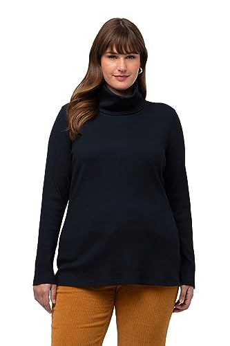 Ulla Popken Damska koszulka Classic Fit, golf, długi rękaw, morski, 50/52