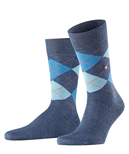 Burlington Mężczyźni Skarpety Edinburgh M SO Wełna z wzorem 1 Para, Niebieski (Dark Blue 6697), 40-46