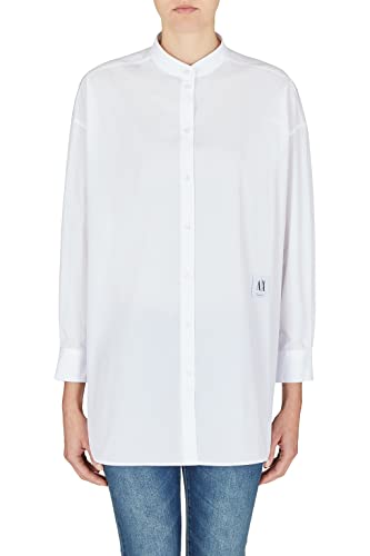 Armani Exchange Damska koszulka Sustainable, Basic, Oversize fit Shirt, White, Small, biały, S