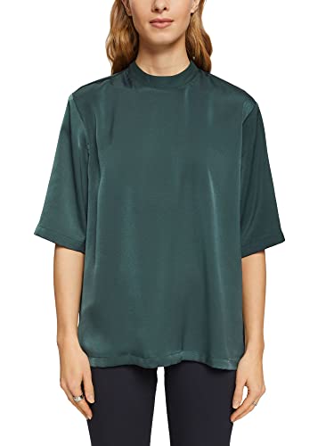 ESPRIT Bluzka o wyglądzie satyny, Dark Teal Green, L
