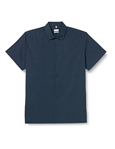 Seidensticker Męska koszula Slim Fit z krótkim rękawem, ciemnoniebieska, 39, granatowy, 39