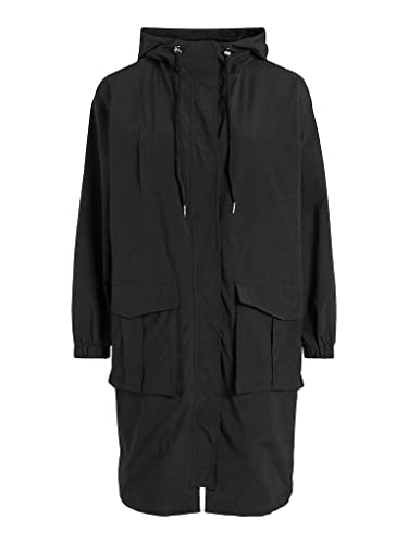 Vila Damska kurtka VISILIANA Long Jacket-NOOS Parka, czarna, 36, Schwarz, 36