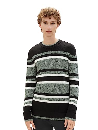 TOM TAILOR Denim sweter męski, 32768 - Green Fancy Multicolor Stripe, S