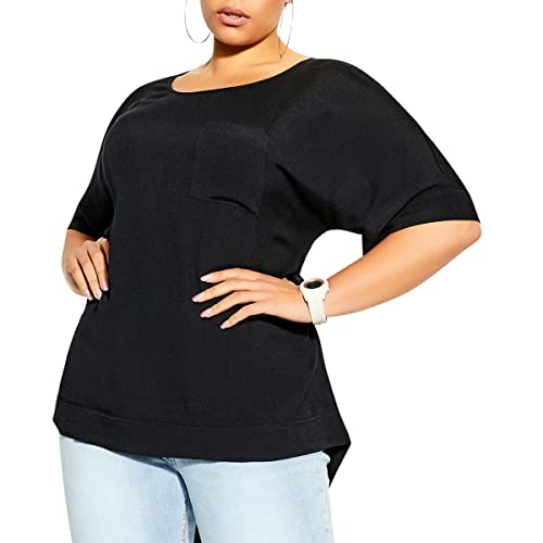 CITY CHIC Top Plus Size Easy Weekend Koszula damska, czarny, 42 duże rozmiary