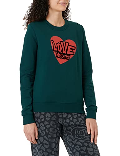 Love Moschino Damska bluza Slim Fit L z nadrukiem serca, Grün, 40