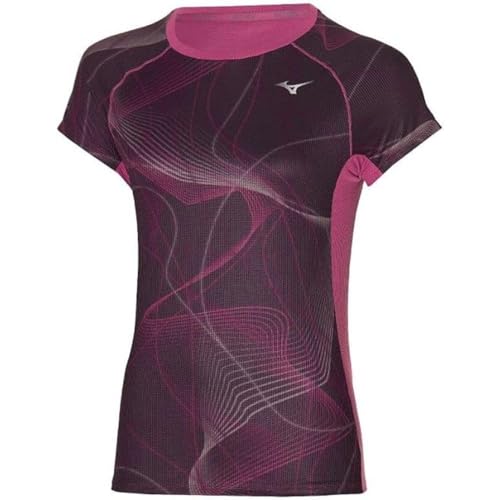 Mizuno Damska koszulka Aero bieganie, winogronowe wino, S