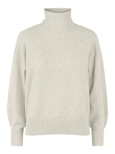 PIECES Damski sweter z dzianiny z golfem, whitecap gray, M