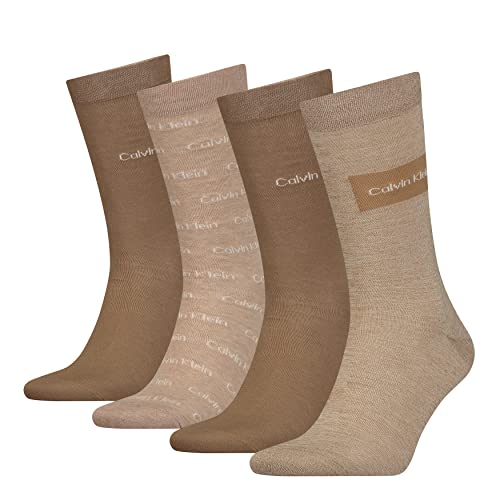 Calvin Klein Męskie skarpety na prezent (4 sztuki), Caramel Combo, rozmiar uniwersalny
