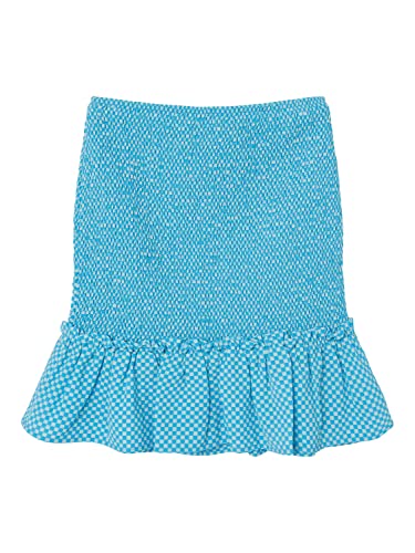 NAME IT Girl's NLFECKALI Skirt Rock, Swim Cap/Checks:Swim Cap/iced Aqua, 158, Czapka do pływania/Checks:czapka z daszkiem/Iced Aqua, 158 cm