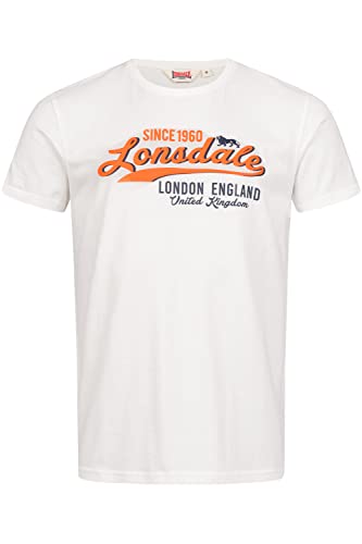 Lonsdale Męski T-shirt Croxton, biały/pomarańczowy neonowy, S