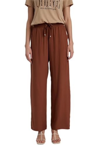 DeFacto Damskie spodnie do biegania z dzianiny na co dzień – standardowy krój, spodnie do joggingu, damskie spodnie do joggingu, dres do joggingu, brązowy, 44