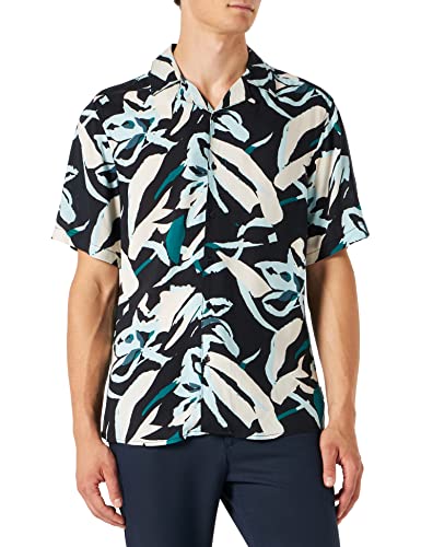 ONLY & SONS Męska koszula Onsbrent Life Ss Reg Viscose AOP, granatowy, XS