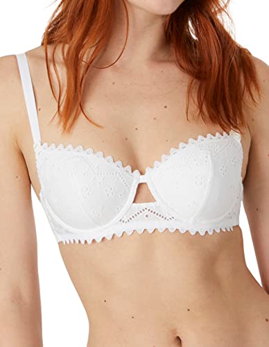 Maison Lejaby - Damski biustonosz z haftem Bloom Cotton, biały, M
