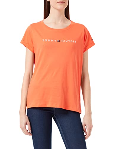 Tommy Hilfiger Damska koszulka Rn Ss logo piżama top, Koral hawajski, S