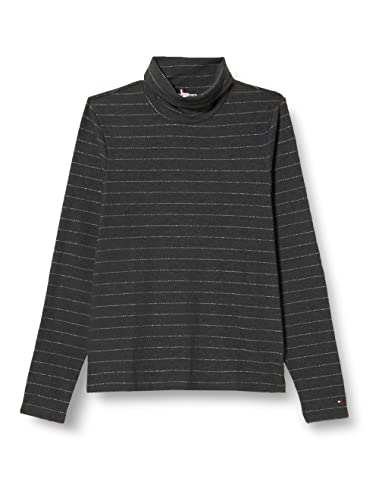 Tommy Hilfiger Damskie slim Rib High Nk Ls L/S dzianinowe topy, metaliczny baseball STP/D szary HTR, 3XL, Metaliczny baseball Stp/D szary Htr, 3XL