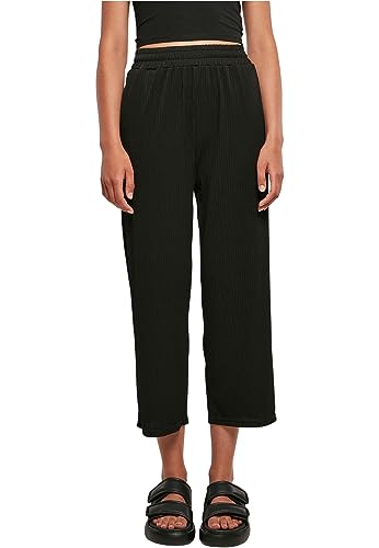 Urban Classics Damskie spodnie damskie Straight Leg Rib Interlock Culotte Black L, czarny, L